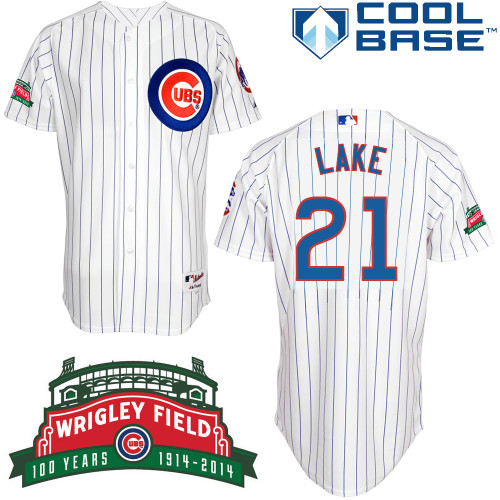 Junior Lake #21 Youth Baseball Jersey-Chicago Cubs Authentic Wrigley Field 100th Anniversary White MLB Jersey